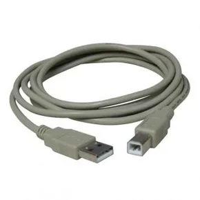 USB kábel (2.0), USB A M- USB B M, 5m, szürke, Logó, buborékfólia