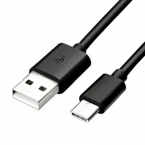 USB kábel (2.0), USB A M- USB C M, 1 m, fekete, Logó, buborékfólia