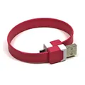 USB kábel (2.0), USB A M- USB micro M, 0,25 m, rózsaszín, logó, buborékfólia, karkötő