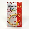 USB kábel (2.0), USB A M- USB micro M, 0,25 m, sárga, logó, buborékfólia, karkötő
