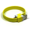 USB kábel (2.0), USB A M- USB micro M, 0,25 m, sárga, logó, buborékfólia, karkötő