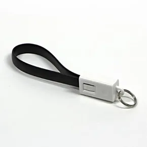 USB kábel (2.0), USB A M- USB micro M, 0.2m, fekete, kulcstartó