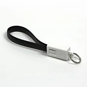 USB kábel (2.0), USB A M- USB micro M, 0,2 m, fekete, logó, buborékfólia, kulcstartó