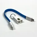 Következő termékkép USB kábel (2.0), USB A M- USB micro M, 0.2m, kék, kulcstartó