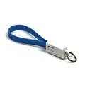 USB kábel (2.0), USB A M- USB micro M, 0.2m, kék, kulcstartó