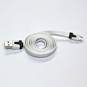 USB kábel (2.0), USB A M- USB micro M, 1m, lapos, fehér