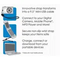 USB kábel (2.0), USB A M- USB mini M (5 tűs), 0,3 m, fekete, logó, kameraszíj