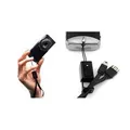 USB kábel (2.0), USB A M- USB mini M (5 tűs), 0,3 m, fekete, logó, kameraszíj