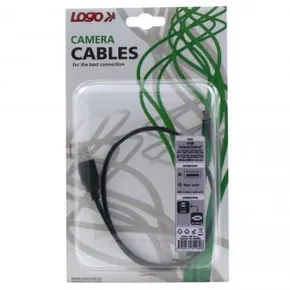 USB kábel (2.0), USB A M- USB mini M (5 tűs), 0,6 m, fekete, embléma, buborékfólia