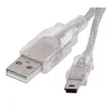 USB kábel (2.0), USB A M- USB mini M (5 tűs), 0,6 m, fekete, embléma, buborékfólia