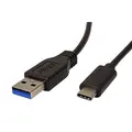 USB kábel (3.1), USB A M- USB C M, 1 m, kerek, fekete, műanyag zacskó