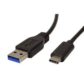 USB kábel (3.1), USB A M- USB C M, 1 m, kerek, fekete, műanyag zacskó