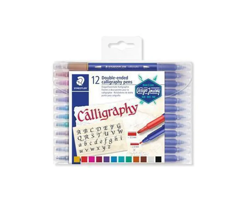 Termék főképe Kaligrafické popisovače "Calligraph Duo", sada, 12 barev, 2,0/3,5 mm, oboustranné, STAEDTL