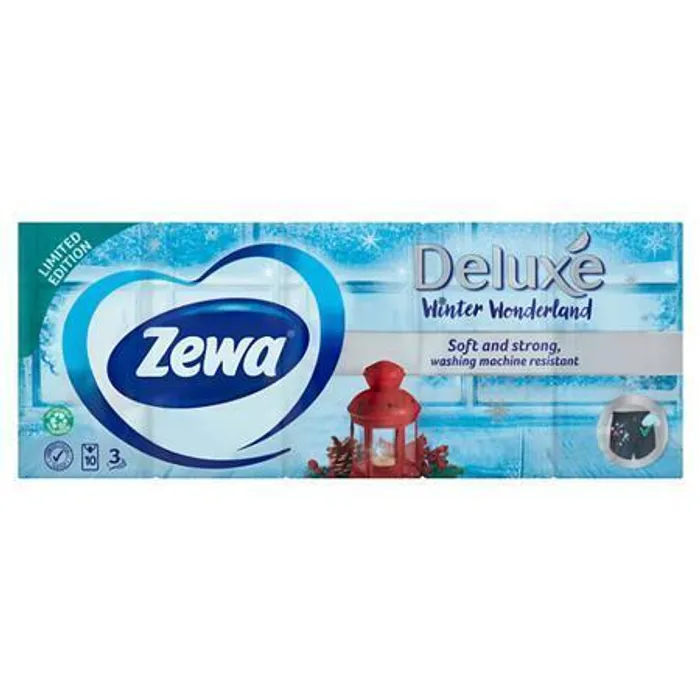 Termék főképe Kapesníky, papírové, 3vrstvé, 10x10 ks, ZEWA "Deluxe", bez vůně