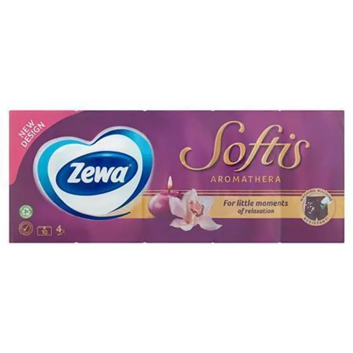 Termék főképe Kapesníky, papírové, 3vrstvé, 10x9 ks, ZEWA "Softis", aromatherapy