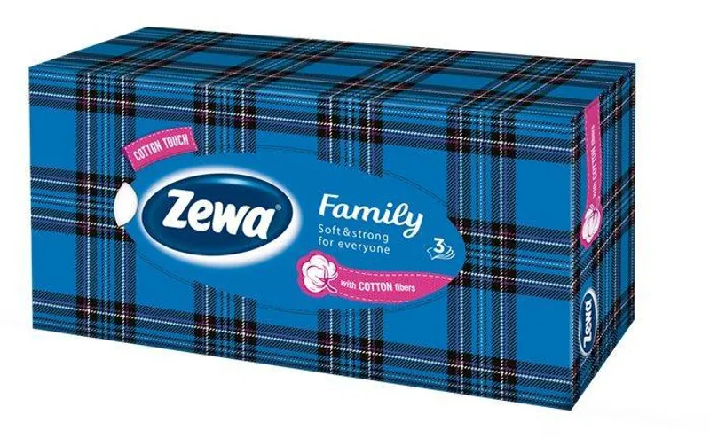 Termék főképe Kapesníky, papírové, v krabici, 3vrstvé, 90 ks, ZEWA "Soft&Strong", bez vůně