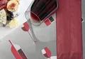 Evőeszköz zseb piros, fehér szalvétával [125 db]