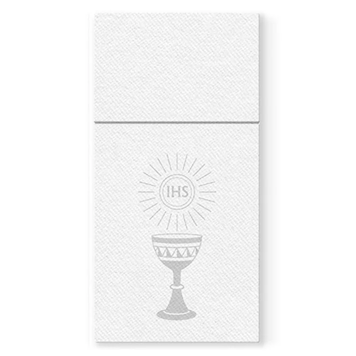 Termék főképe Kapsy na příbory PAW Airlaid 40x40cm My First Communion Silver, 25 ks/bal