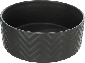 Kerámia tál 0,4 l/o 13 cm, bordázott, fekete
