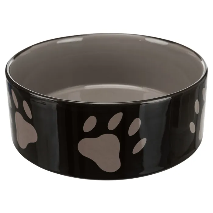 Termék főképe Keramická miska - hnědá/tmavě šedá + motiv tlapky 0,3 l/ o 12 cm