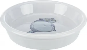 Kerámia tál macska motívummal, 0,25 l/o 13 cm, szürke