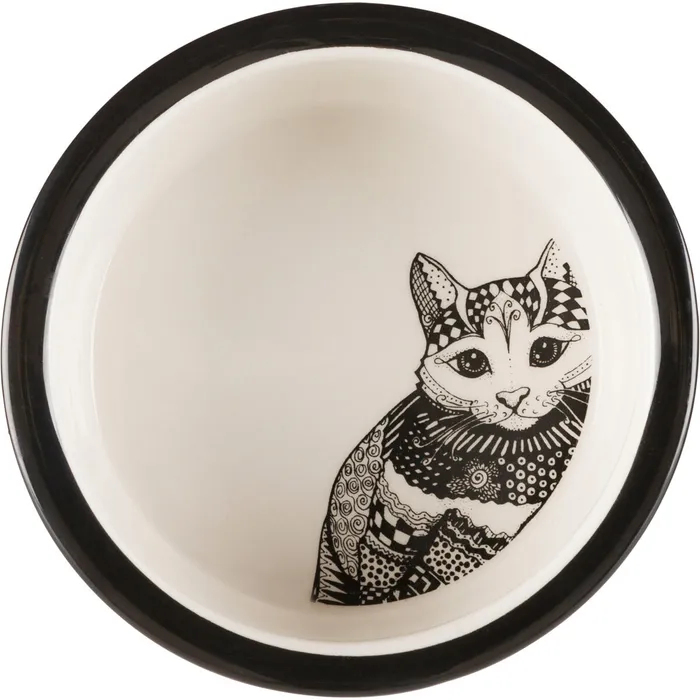 Termék főképe Keramická miska Zentangle pro kočky 0,3l/12 cm bílo/černá