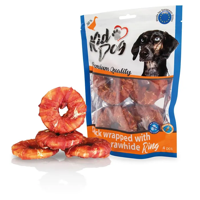 Termék főképe KIDDOG kachní masíčko na buvolím 9 cm kroužku (4 ks/bal.)