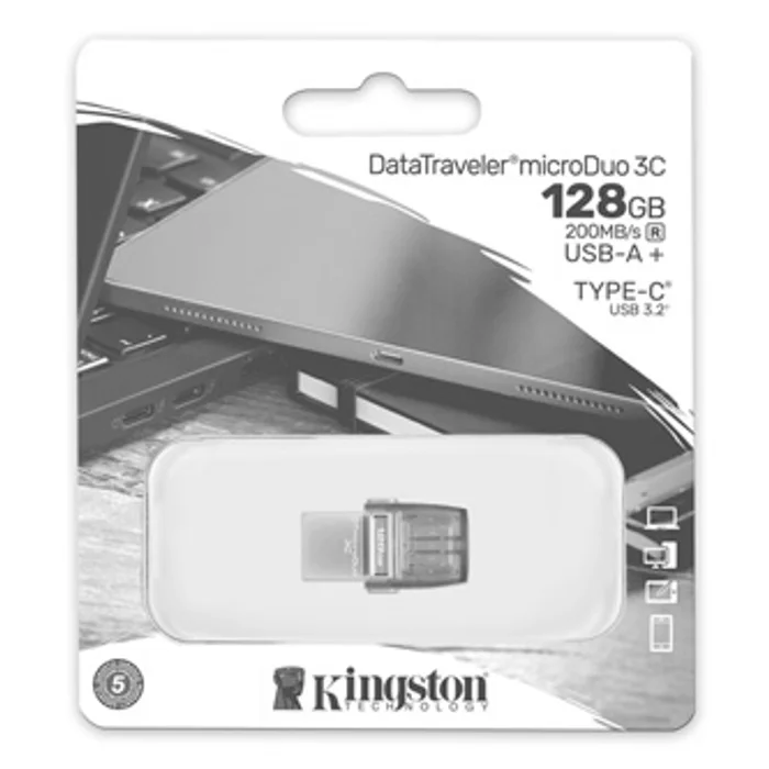 Termék főképe Kingston USB flash disk OTG, USB 3.0 (3.2 Gen 1), 128GB, Data Traveler microDuo3 G2, stří