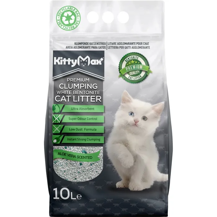 Termék főképe KITTYMAX hrudkující, bezprašný bílý bentonit ALOE VERA 10 l