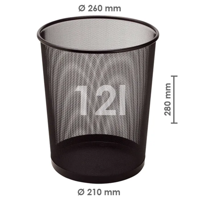 Termék főképe Koš drátěný na odpadky, černý, 12 l