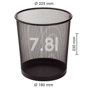 Huzalhulladék kosár, fekete, 7,8 l