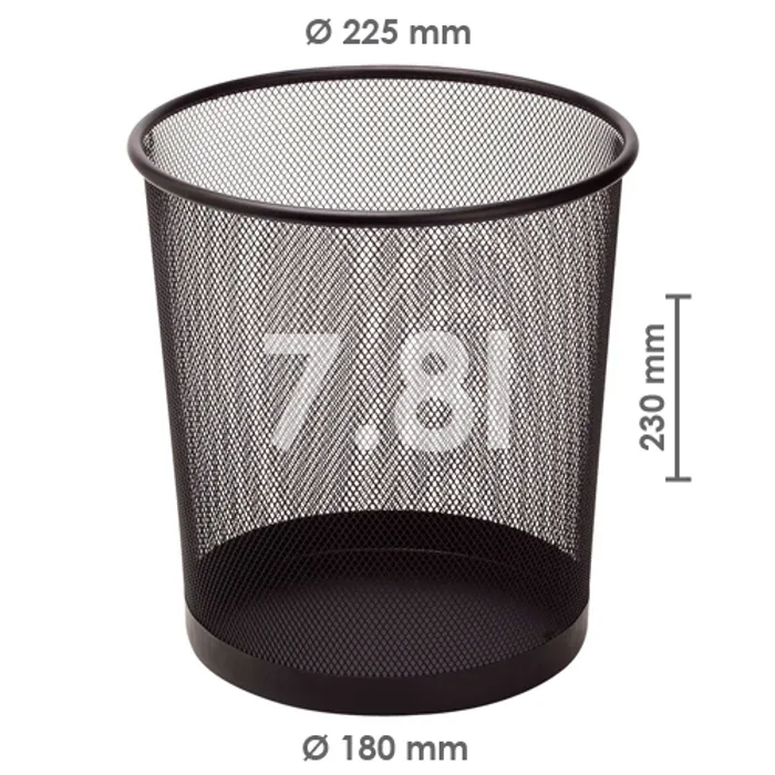 Termék főképe Koš drátěný na odpadky, černý, 7,8l