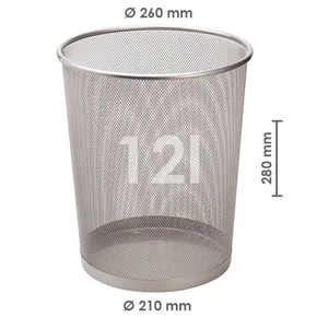 Huzalhulladék kosár, ezüst, 12 l
