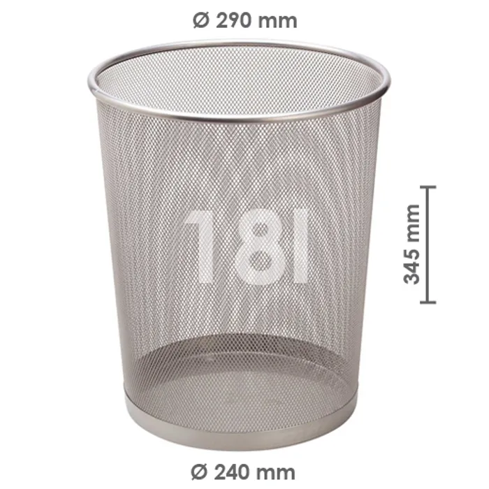 Termék főképe Koš drátěný na odpadky, stříbrný, 18 l