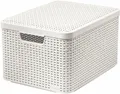Kosár, műrattan, tetővel, 30 l, krém, CURVER