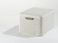 Kosár, műrattan, tetővel, 30 l, krém, CURVER