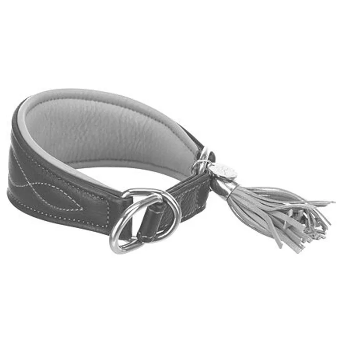 Termék főképe Kožený obojek ACTIVE Comfort pro chrty - černá/šedá XS:21-26cm/40mm