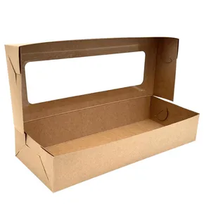 Desszertes doboz ablakkal 13 x 33 x 6 cm BARNA [50 db]