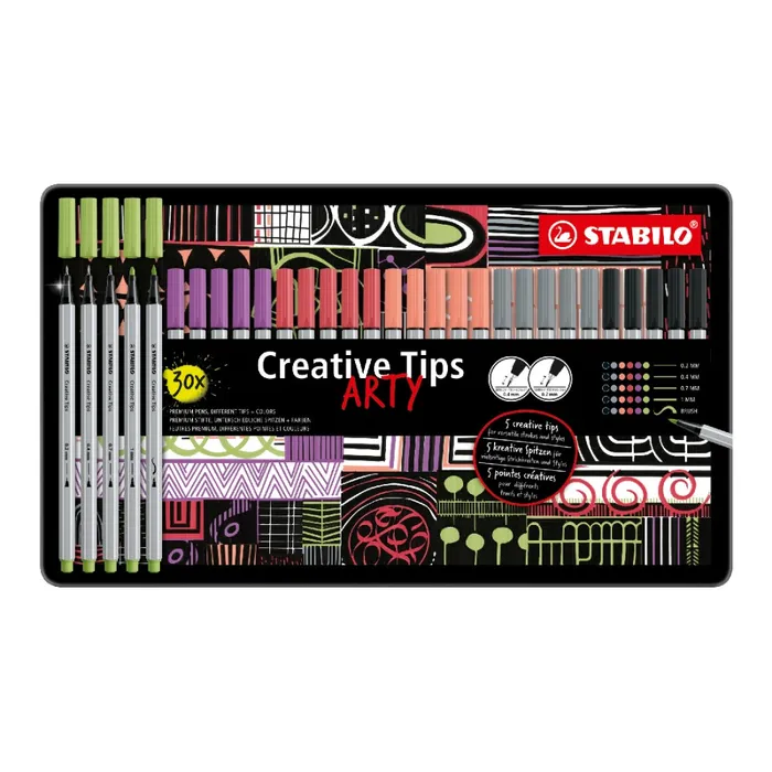 Termék főképe Kreativní set STABILO Creative Tips ARTY 30 ks sada PASTEL - 6 různých barev