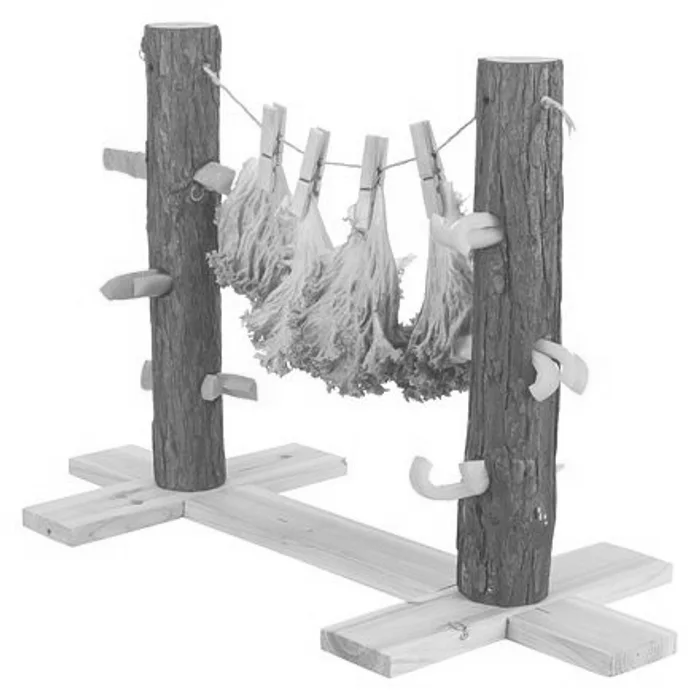 Termék főképe Krmný strom DUO pro králíky, 53 x 34 x 25 cm, dřevo s kůrou