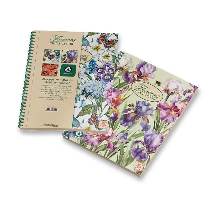 Termék főképe Kroužkový blok Pigna Nature Flowers A4, čtverečkovaný, 135 listů, mix motivů