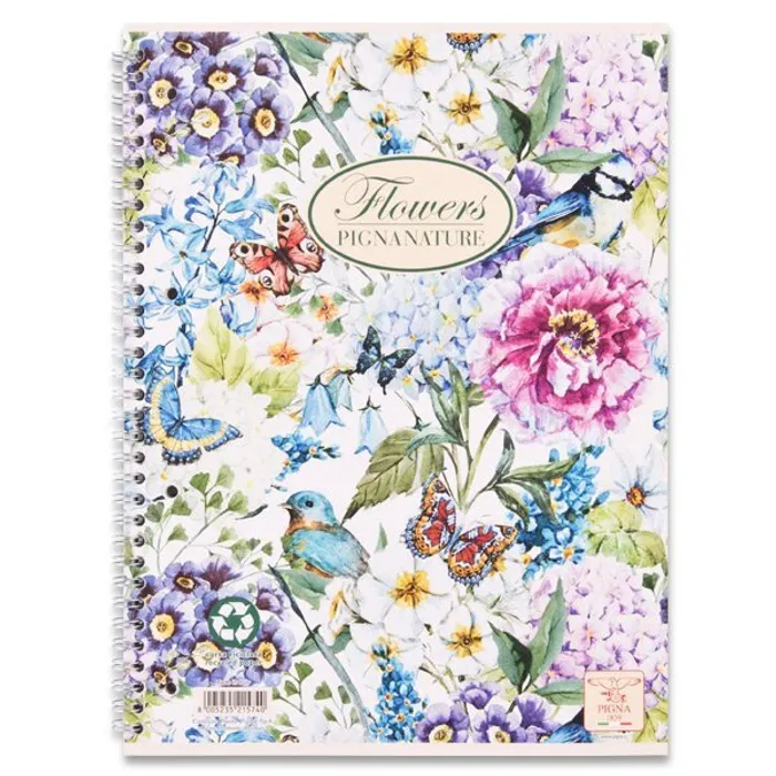 Termék főképe Kroužkový blok Pigna Nature Flowers A4, čtverečkovaný, 60 listů, mix motivů