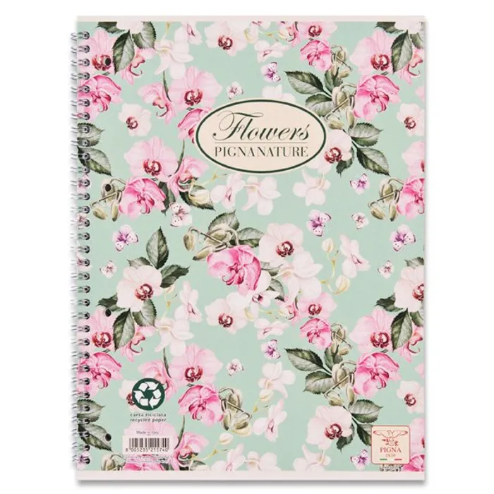 Termék főképe Kroužkový blok Pigna Nature Flowers A4, linkovaný, 60 listů, mix motivů