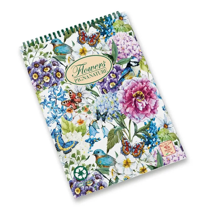 Termék főképe Kroužkový blok Pigna Nature Flowers A5, čtverečkovaný, 50 listů, mix motivů