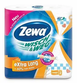 Konyhatörlő "Wisch&Weg extra lang", 2 rétegű, 2 tekercs, ZEWA