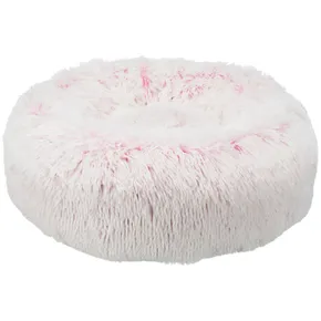 HARVEY kerek ágy 50 cm, puha huzatú hosszú kupac, fehér/rózsaszín