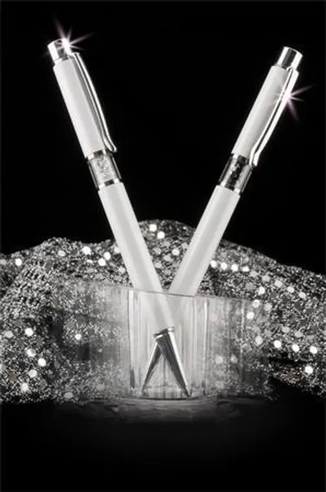 Termék főképe Kuličkové pero s krystaly SWAROVSKI®, bílá, ve středu těla s bílými krystaly