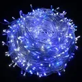 LED világítás, lánc, 10m, 220-240 V (50-60Hz), 6W, kék, átlátszó kábel, 30000h, 1