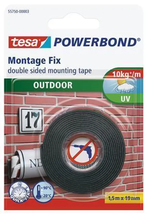 Termék főképe Lepicí páska "Powerbond 55750", oboustranná, pro exteríer, 19 mm x 1,5m, TESA