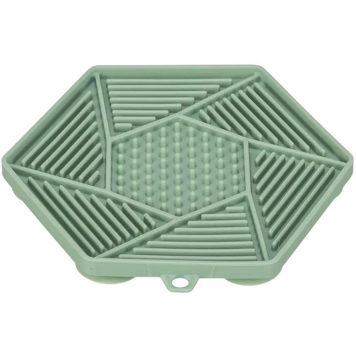 Termék főképe Lick´n´Snack HEXAGON s přísavkami - podložka k pomalému krmení, 17 cm, TPR/plast, zelená